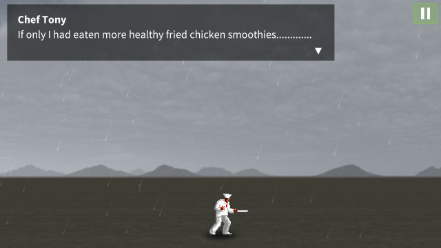 The chef stands alone, forgotten, in a rain-soaked wasteland